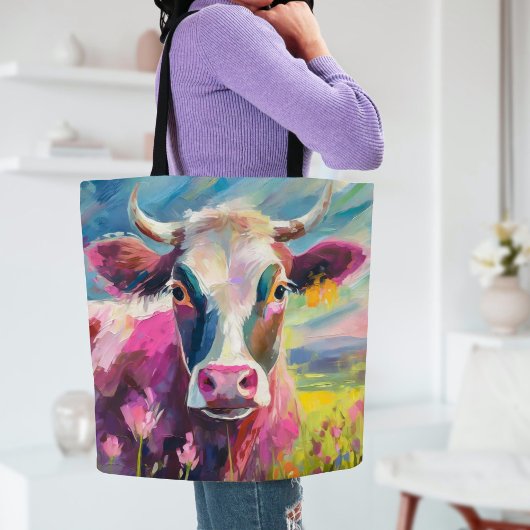 Farbiges Kuhportrait Moderne Abstrakte Kunst Tasche