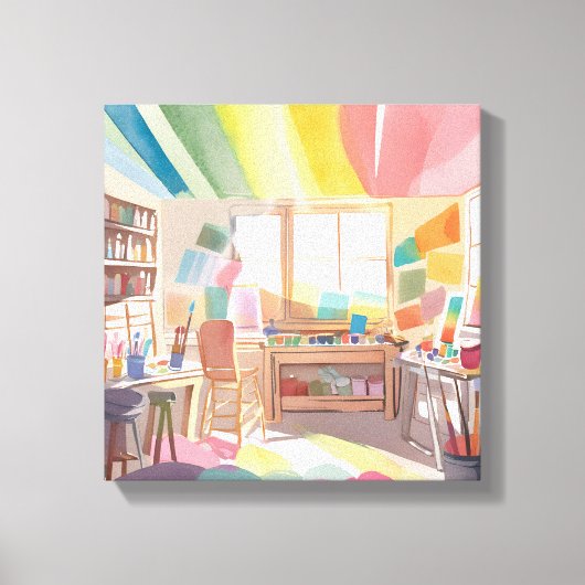 Farbiges Kunststudio | Aquarellmalerei Leinwanddruck (Vorderseite)