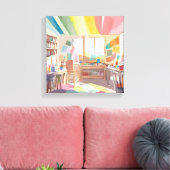 Farbiges Kunststudio | Aquarellmalerei Leinwanddruck (Insitu (Wohnzimmer))