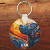 Farbiges Labrador Retriever Dog Portrait Schlüsselanhänger (Rückseite)