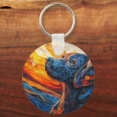 Farbiges Labrador Retriever Dog Portrait Schlüsselanhänger (Vorderseite)