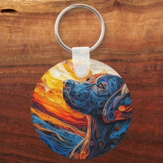 Farbiges Labrador Retriever Dog Portrait Schlüsselanhänger (Vorderseite)