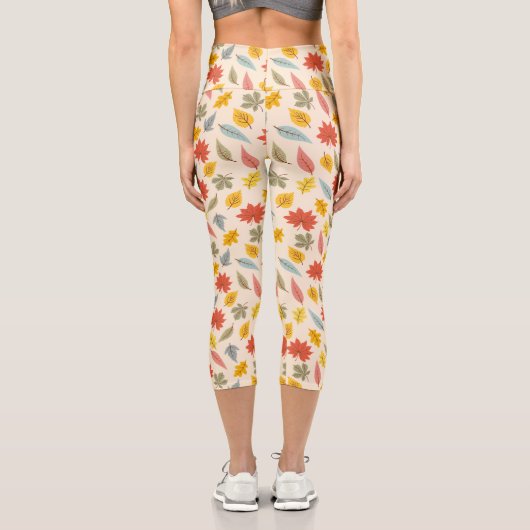 Farbiges Leaf Fall Pattern Capri Leggings (Rückseite)