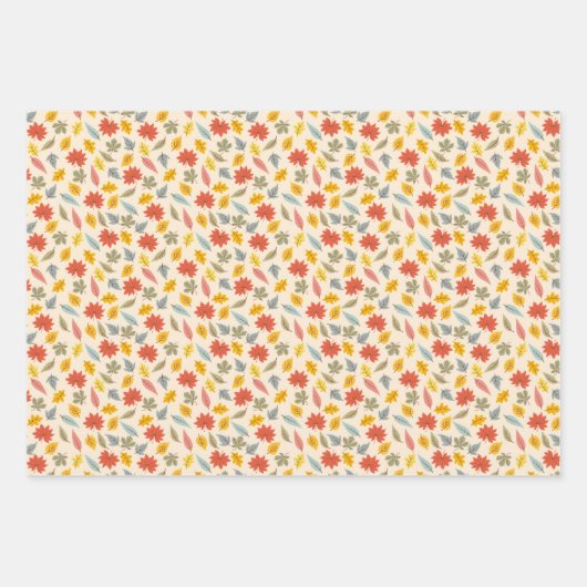 Farbiges Leaf Fall Pattern Geschenkpapier Set (Vorderseite)