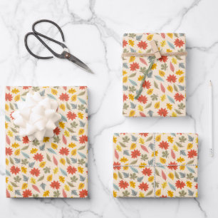 Farbiges Leaf Fall Pattern Geschenkpapier Set