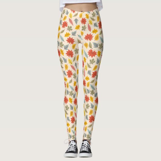 Farbiges Leaf Fall Pattern Leggings (Vorderseite)