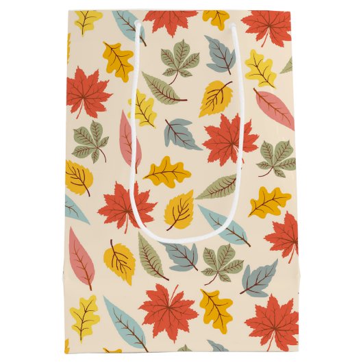 Farbiges Leaf Fall Pattern Mittlere Geschenktüte (Rückseite)