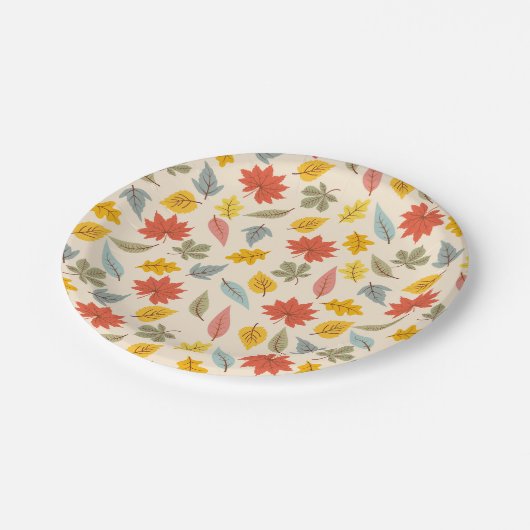 Farbiges Leaf Fall Pattern Pappteller (Schrägansicht)