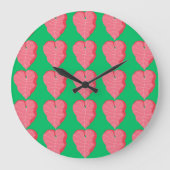 Farbiges Leaf-Muster auf grünem Hintergrund Große Wanduhr (Vorderseite)