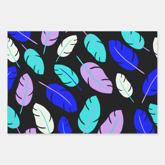 Farbiges Leaf-Muster Wrapping Paper Geschenkpapier Set (Vorderseite 2)