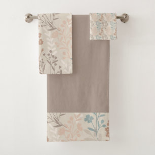 Farbiges Leaf- und Blume-Muster in nahtlosem Desig Badhandtuch Set