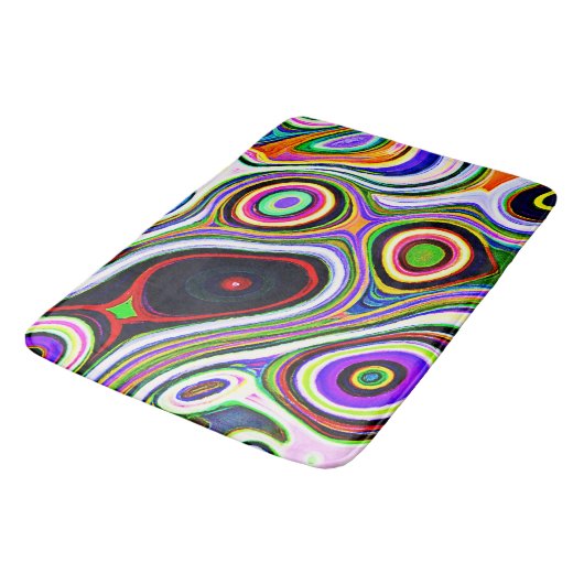 Farbiges, lebhaftes Abstraktionsmuster Badematte (Schrägansicht)