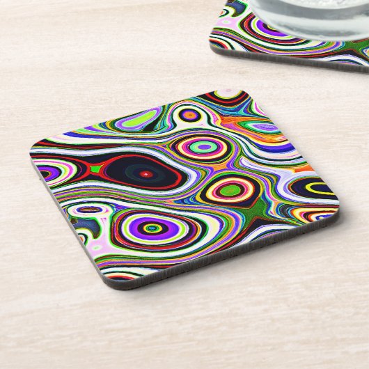 Farbiges, lebhaftes Abstraktionsmuster Getränkeuntersetzer (Linke Seite)