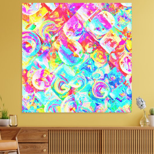 Farbiges, lebhaftes Abstraktionsmuster Leinwanddruck (Insitu (Wohnzimmer))