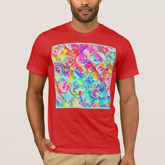 Farbiges, lebhaftes Abstraktionsmuster T-Shirt (Vorderseite)