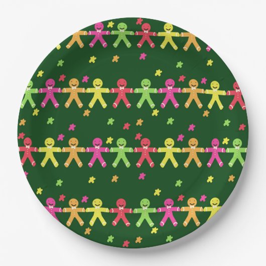 Farbiges Lebkuchenmuster Pappteller (Vorderseite)