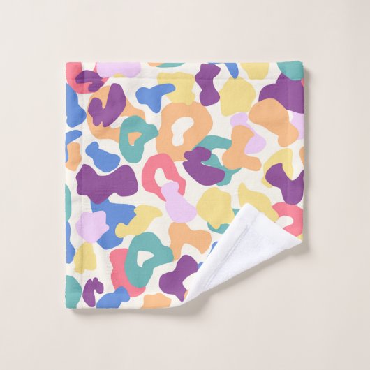 Farbiges Leopard-Muster Badhandtuch Set (Waschlappen)