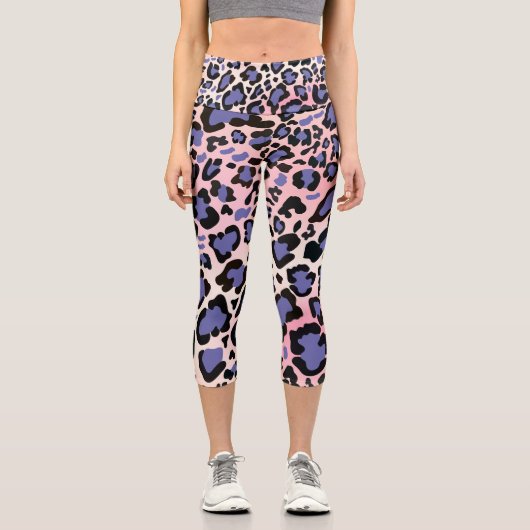 Farbiges Leopard-Muster Capri Leggings (Vorderseite)