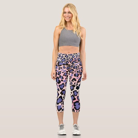 Farbiges Leopard-Muster Capri Leggings (Vorderseite)