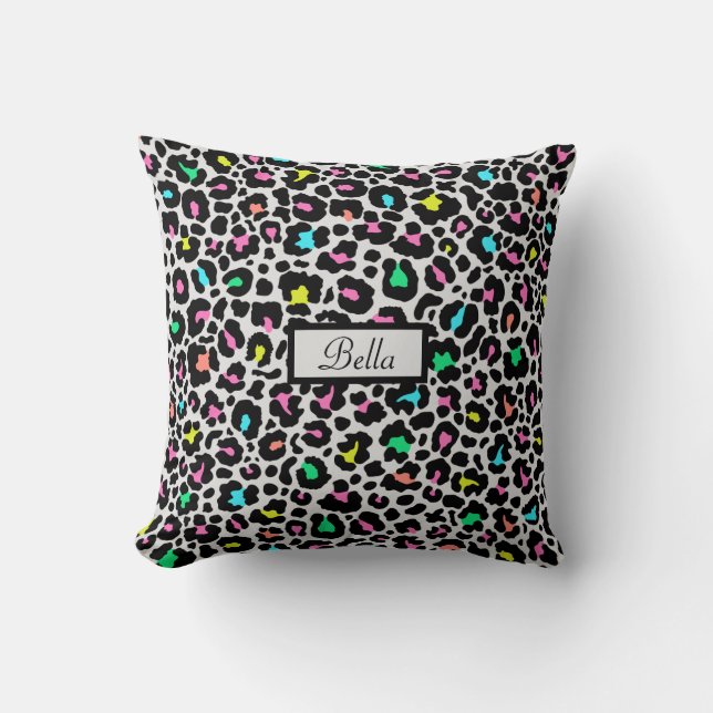 Farbiges Leopard-Muster Kissen (Vorderseite)
