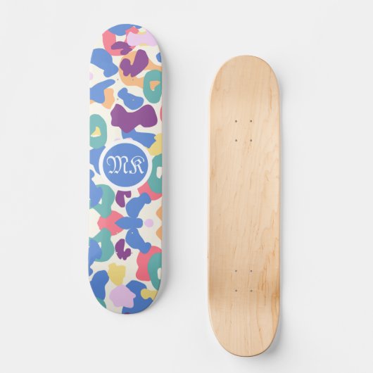 Farbiges Leopard-Muster Skateboard (Vorderseite)