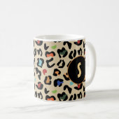 Farbiges Leopardenmuster mit Monogramm Kaffeetasse (VorderseiteRechts)