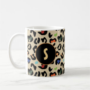 Farbiges Leopardenmuster mit Monogramm  Kaffeetasse
