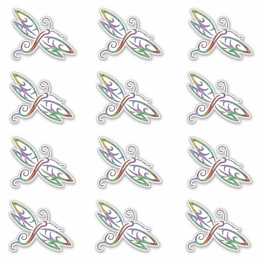 Farbiges Libellenfliege-Set mit 12 Aufklebern Aufkleber (Vorderseite)