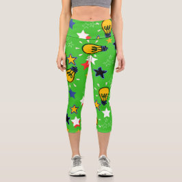 Farbiges Lichtmuster Grüner Hintergrund niedlich Capri Leggings