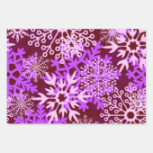 Farbiges Lila Abstraktes Schneeflockenmuster Geschenkpapier Set (Vorderseite)