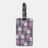 Farbiges Lila Gittermuster mit Namen Gepäckanhänger (Rückseite vertikal)