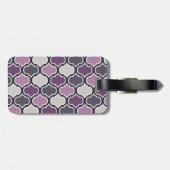 Farbiges Lila Gittermuster mit Namen Gepäckanhänger (Rückseite horizontal)