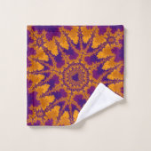 Farbiges Lila und orangefarbenes Fraktal Badhandtuch Set (Waschlappen)