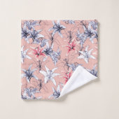 Farbiges Lilienmuster Badhandtuch Set (Waschlappen)