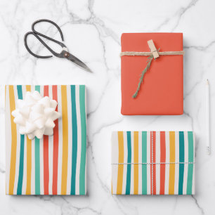 Farbiges Linien-Wrap-Papier Geschenkpapier Set