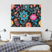 Farbiges Linoprint-Muster Leinwanddruck (Insitu (Schlafzimmer))