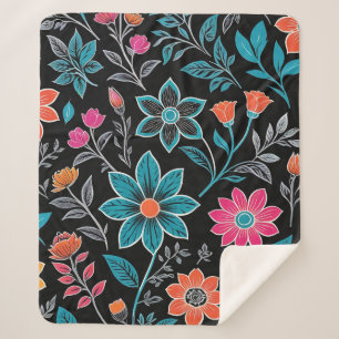 Farbiges Linoprint-Muster Sherpadecke