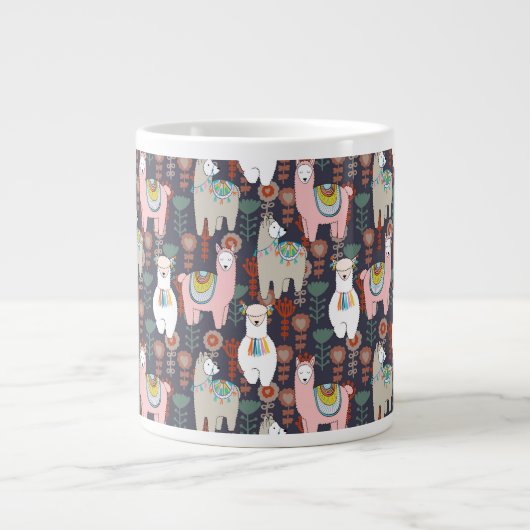 Farbiges Llamasmuster Jumbo-Tasse (Vorderseite)