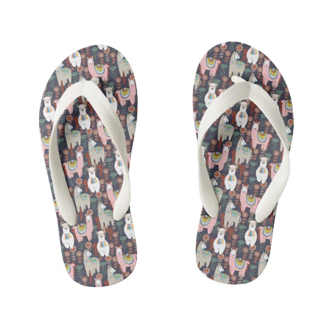 Farbiges Llamasmuster Kinderbadesandalen (Fußbett)