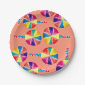 Farbiges Lollipopmuster Pappteller (Vorderseite)