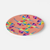 Farbiges Lollipopmuster Pappteller (Schrägansicht)