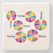 Farbiges Lollipopmuster Steinuntersetzer (Vorderseite)