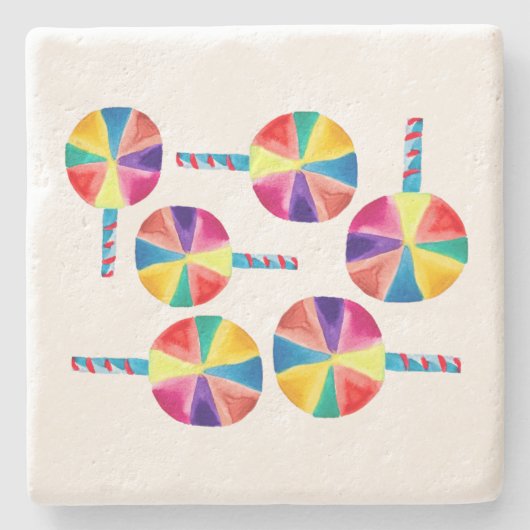 Farbiges Lollipopmuster Steinuntersetzer (Vorderseite)