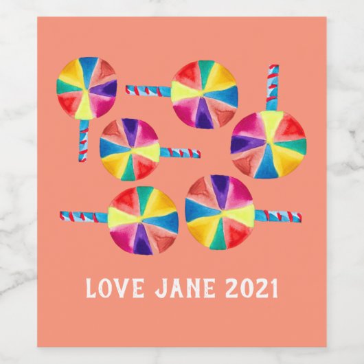 Farbiges Lollipopmuster Weinetikett (Einzelnes Label)