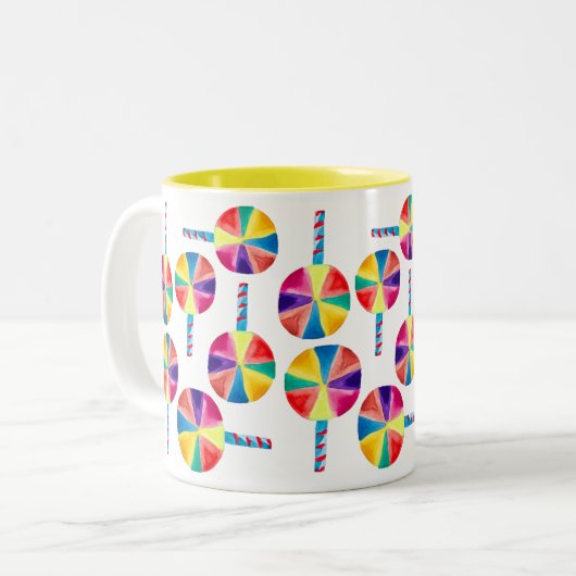 Farbiges Lollipopmuster Zweifarbige Tasse (Vorderseite Links)