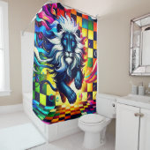 Farbiges Löwendesign Duschvorhang (Beispiel)
