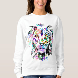 Farbiges Löwenkopfportrait - LöwenSweatshirt Sweatshirt