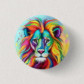 Farbiges Löwenkopportrait Button (Vorderseite)