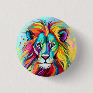 Farbiges Löwenkopportrait Button