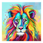 Farbiges Löwenkopportrait Fotodruck (Vorne)
